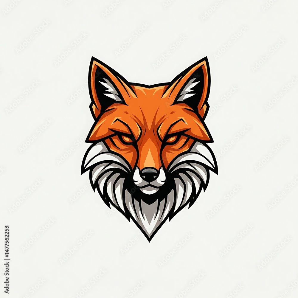 Obraz premium Stylish Fox Head Design with Orange Fur and White Markings
