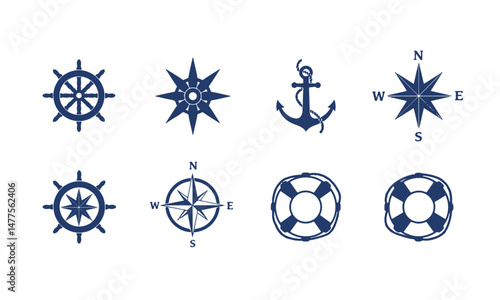 Nautical Classic Elements Icons Set