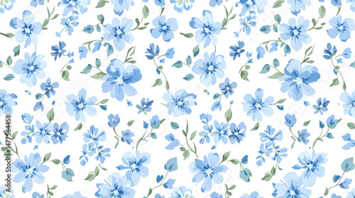 Blue floral watercolor pattern for background, fabric, textile, fashion, wallpaper, wedding, banner, sticker, decoration etc.