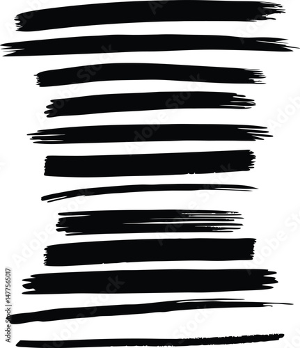 set of black and white paint strokes , Brush stroke background.  