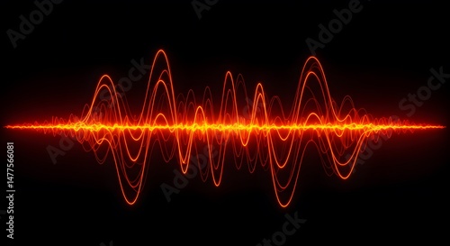 Abstract Orange and Red Sound Wave Visualization Energy, Frequency, and Amplitude