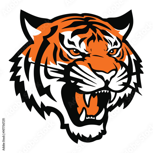 A bold and powerful tiger logo design featuring a fierce tiger head or full-body illustration, symbolizing strength, courage, and leadership. Perfect for sports teams, adventure brands, wildlife organ