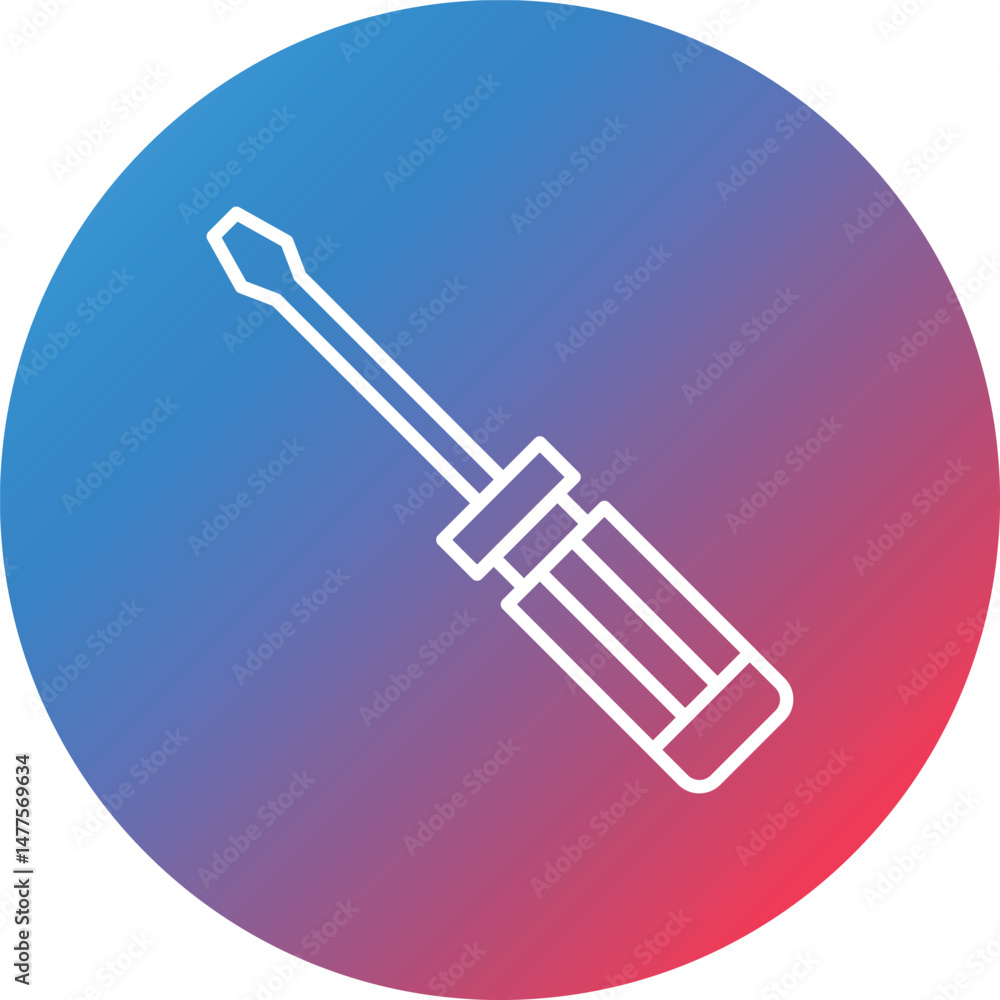 Screw Driver Line Gradient Circle Background Icon Screw Driver Line Gradient Circle Background Icon