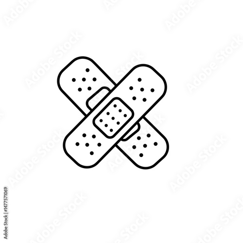 Crossed band-aids on a white background