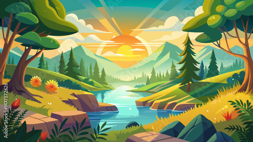 This scene is perfect for a vector illustration — a symbol of freshness, beginnings, and the peaceful rhythm of nature. The high-resolution detail and warm morning light give it depth, emotion, and ti