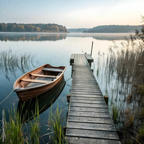 Wallpaper Mural Six Pleasure Boats On Fusine Lake Panoramic Evening. Torontodigital.ca