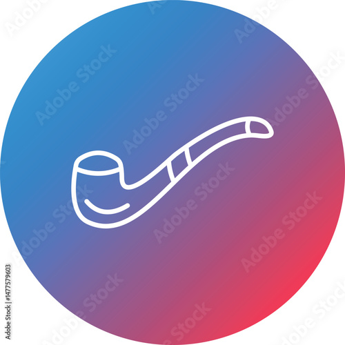 Smoking Pipe Line Gradient Circle Background Icon