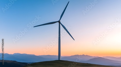 Wallpaper Mural Wind turbine silhouetted against a vibrant sunset landscape Torontodigital.ca
