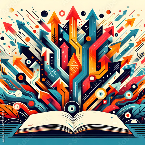 generate AI open book with colorful pages