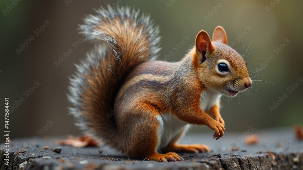 Fototapeta premium Squirrels Eating Natural Art Picture