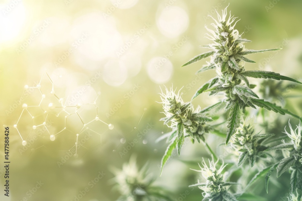 illustration of the molecular structure of CBD, set against a soft, scientific background with plenty of copy space illustration of the molecular structure of CBD, set against a soft, scientific background with plenty of copy space