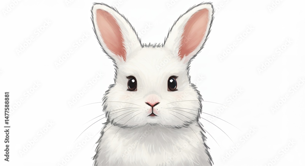 Obraz premium Cute white rabbit illustration