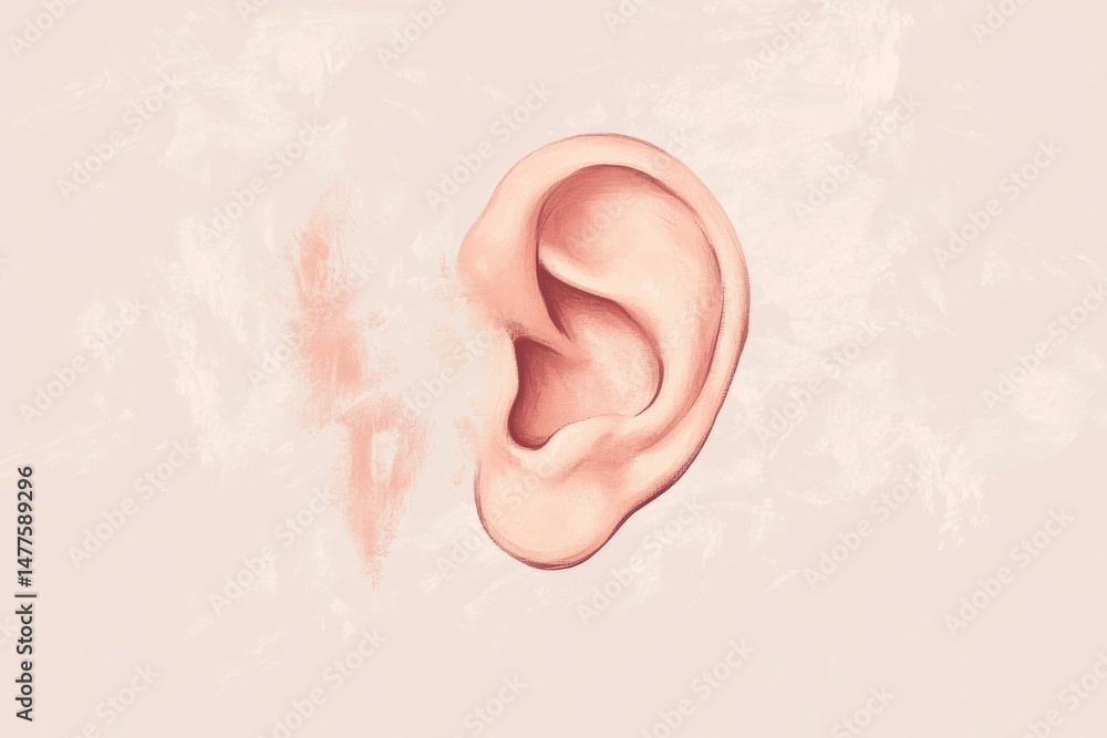 Fototapeta premium human ear illustration. hearing and being deaf awareness. proper ear care. Acoustic health.