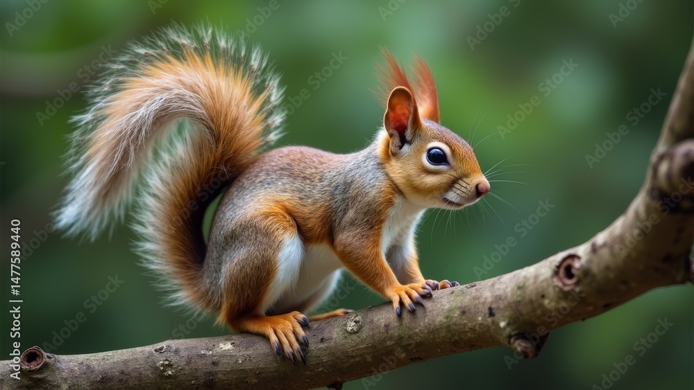 Fototapeta premium Squirrel Tree Branch Standing Art Picture