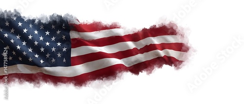 American Flag Watercolor Design Patriotism Symbol USA National Pride Stars Stripes Banner