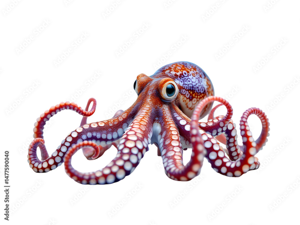 Fototapeta premium Stunning Red Octopus Detailed Closeup Ocean Animal Wildlife Nature Photography Underwater Sea Life Aquatic Creature Marine Biology Pacific Octopus Wildlife