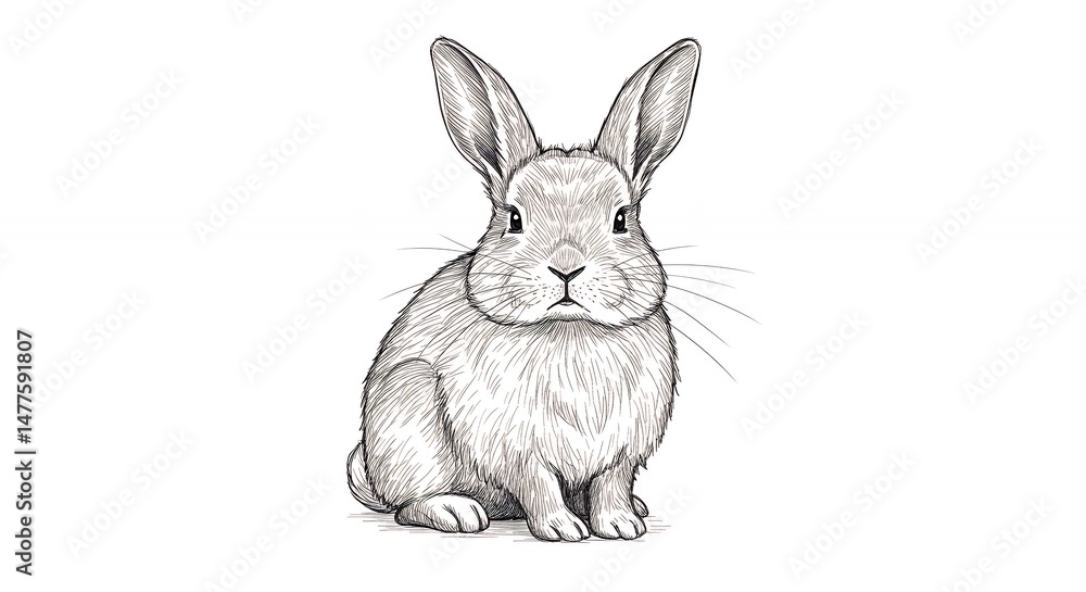 Obraz premium Gray rabbit drawing illustration
