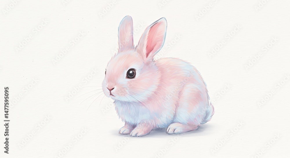 Obraz premium Pastel colored rabbit illustration