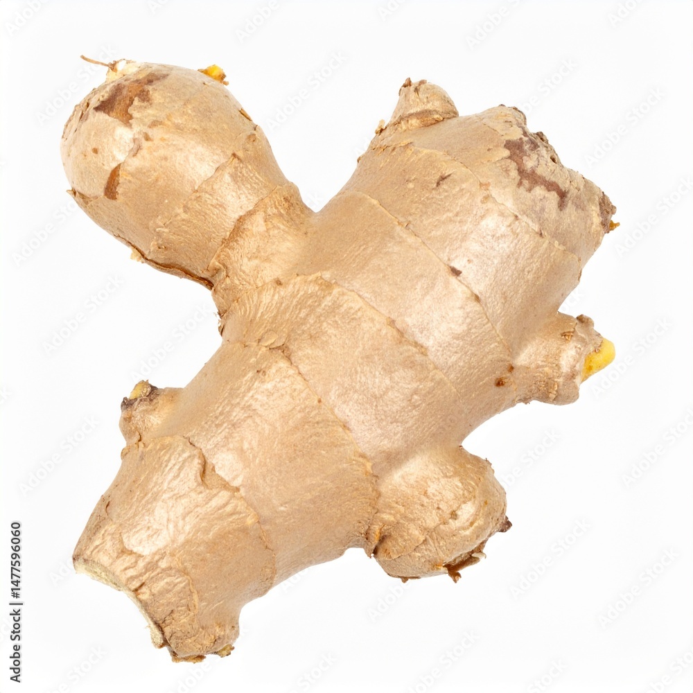 Ginger with Root Fibers on Isolated White Background Ginger with Root Fibers on Isolated White Background