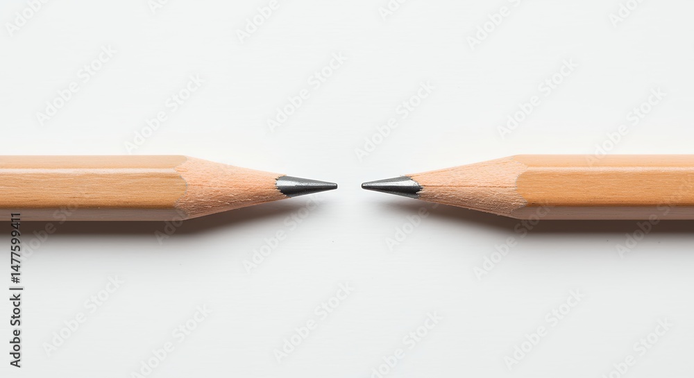 Obraz premium Two pencils facing each other