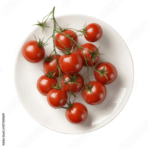 Fresh Vine-Ripened Tomatoes on a White Plate