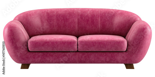 Elegant pink velvet two seater sofa isolated transparent background perfect for home decor