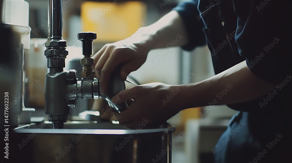 Naklejka premium Mechanic Adjusting Industrial Valve