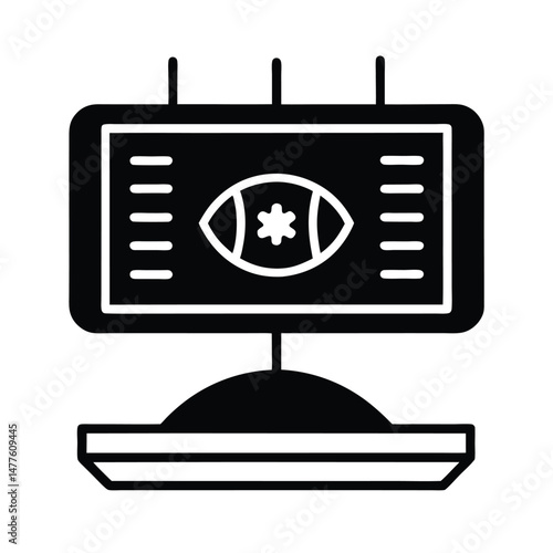 American football game icon represented on a computer screen displaying data with silhouette imagery