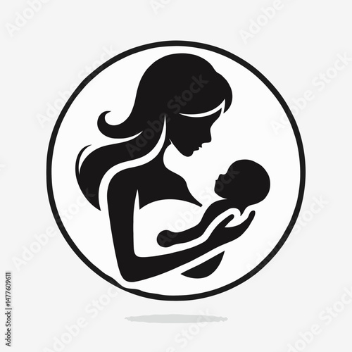 Mother holding baby silhouette