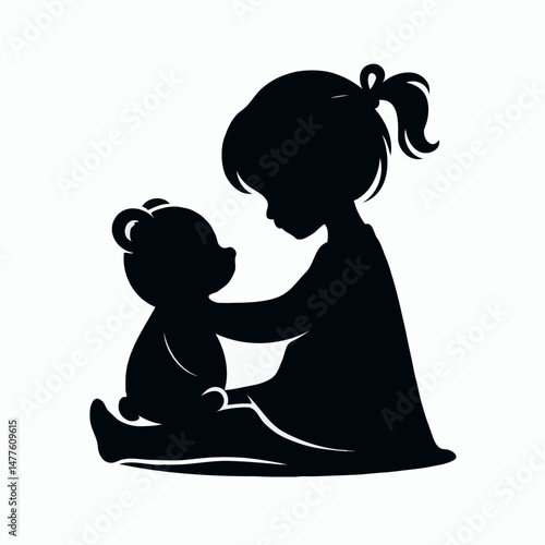 Little girl sitting with teddy bear 