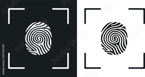 Fingerprint icon of 2 types. Isolated vector 
