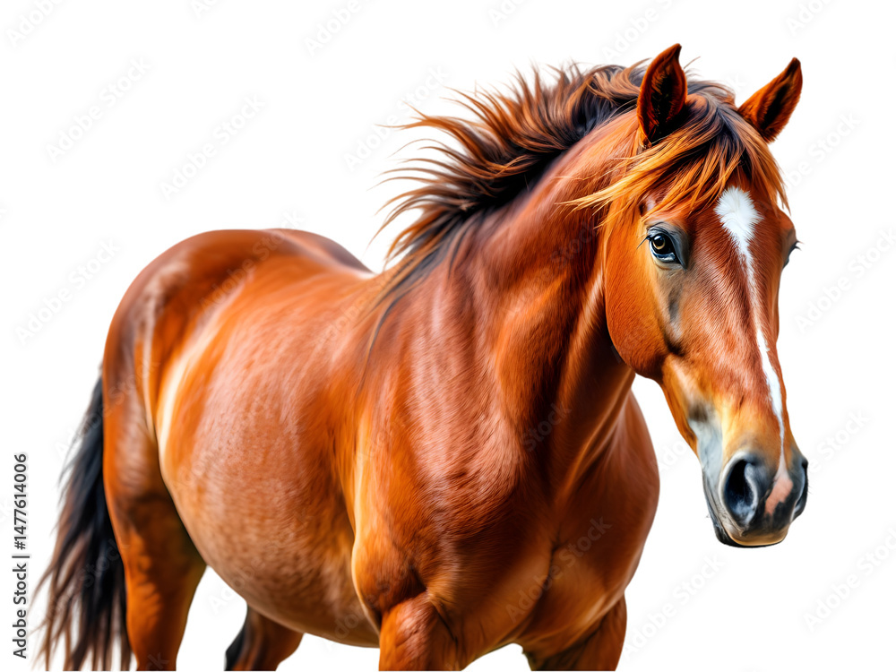 Fototapeta premium Stunning Chestnut Horse Portrait Majestic Brown Stallion Powerful Animal Photography Elegant Equine Image Beautiful Horse Breed Strong Muscular Horse Dark 