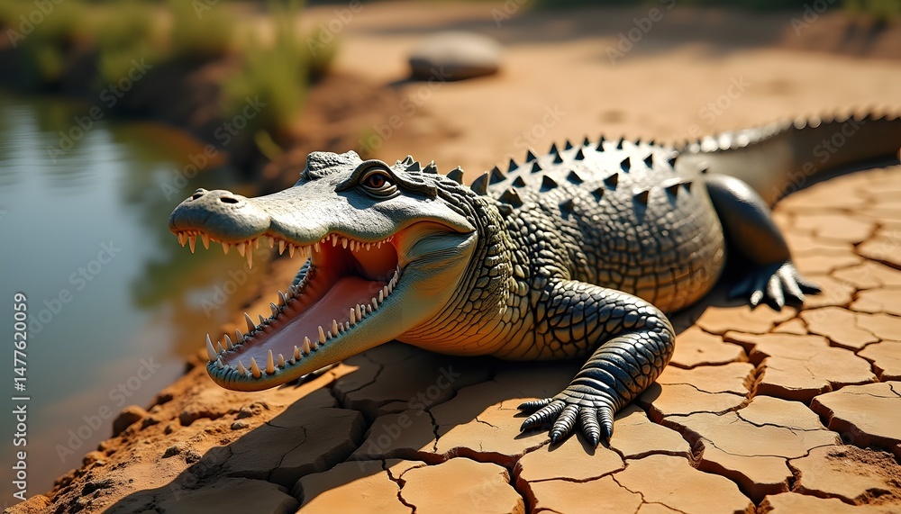Crocodile resting near water Crocodile resting near water