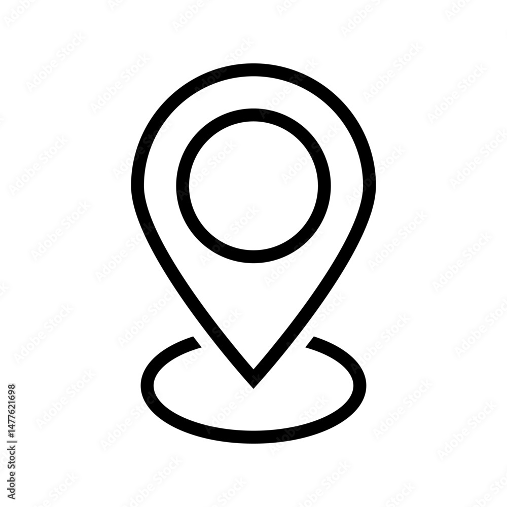 Location pin with circle, linear style icon. specific geographic location with a circular indicator. Editable stroke width Location pin with circle, linear style icon. specific geographic location with a circular indicator. Editable stroke width