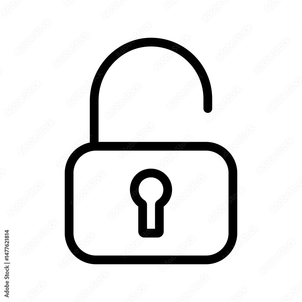 Unlock or open lock icons set designed in filled, outline, line and stroke style Unlock or open lock icons set designed in filled, outline, line and stroke style