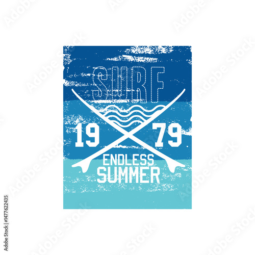surf Endless Summer vector graphic t shirt design.eps