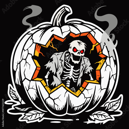 Zombie Emerges from the Cursed Pumpkin