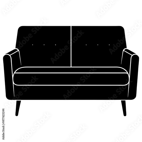 Modern couch furniture in silhouette vector illustration