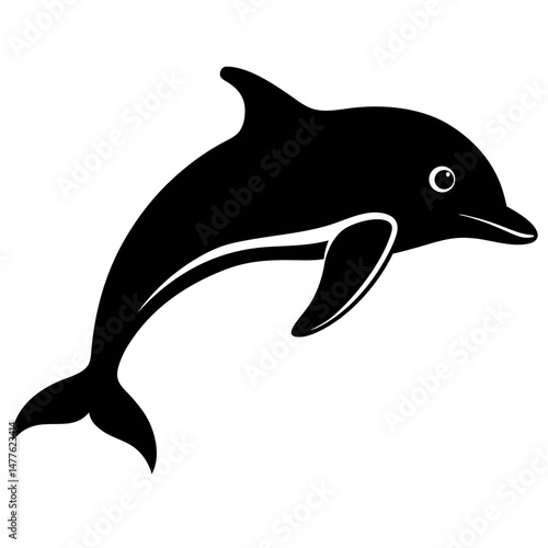 Wallpaper Mural Jumping dolphin black silhouette vector illustration Torontodigital.ca