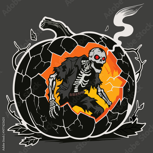 Zombie Emerges from the Cursed Pumpkin