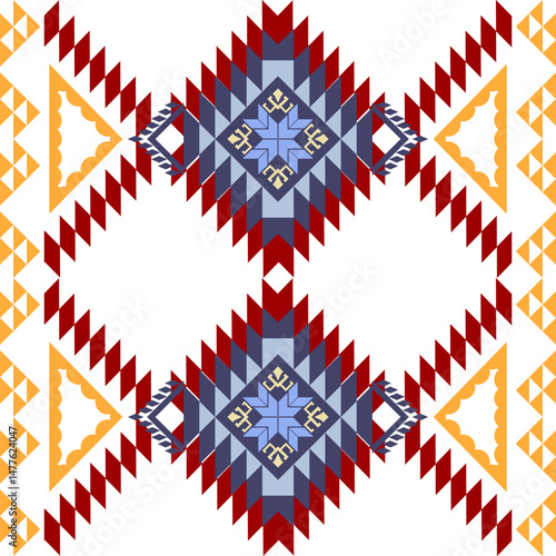 Geometric Ethnic pattern, Native American tribal fabric. Seamless fabric pattern for textile printing, blankets, rugs, fashion rugs, tribal, mexican, navajo, cards, boho, indian, colorful vector.