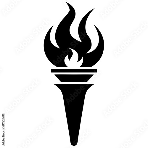 Burning torch black silhouette vector illustration