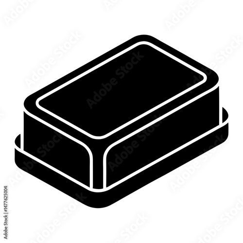 Soap bar on tray black silhouette vector illustration