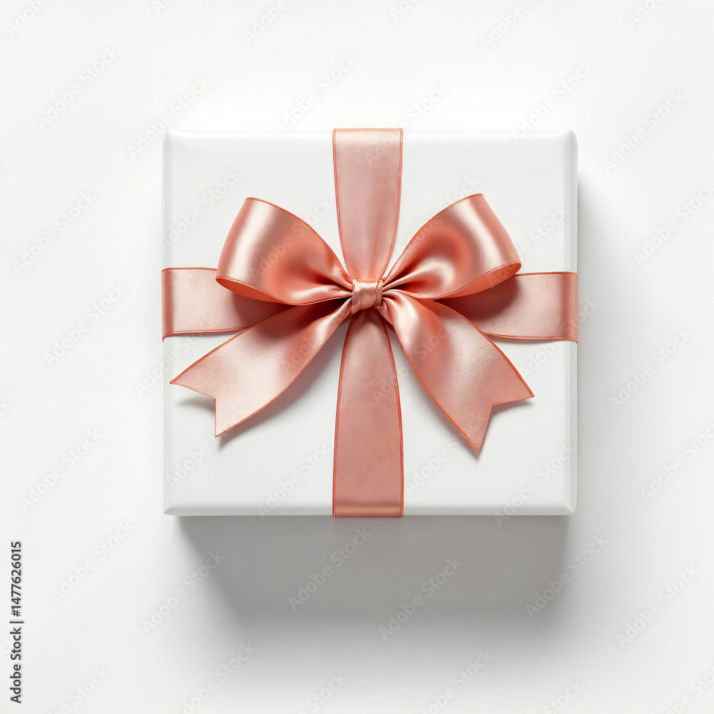 A pristine white gift box adorned with a lustrous, elegant rose-gold ribbon, perfect for celebrations. The minimalist aesthetic evokes sentiments of giving and receiving. A pristine white gift box adorned with a lustrous, elegant rose-gold ribbon, perfect for celebrations. The minimalist aesthetic evokes sentiments of giving and receiving.
