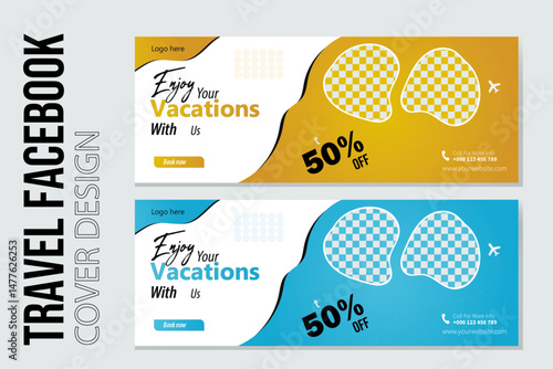 Travel social media business facebook page cover modern design simple for facebook banner with travel for agency