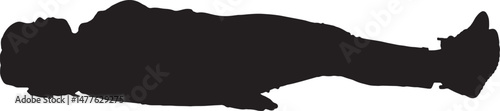  vector silhouette, side view of a relaxed woman lying face up