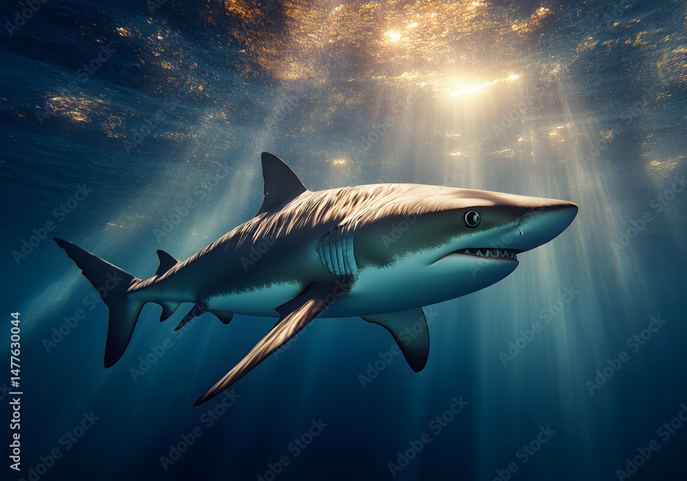 Fototapeta premium Lord of the Deep: Shark in Its Natural Habitat