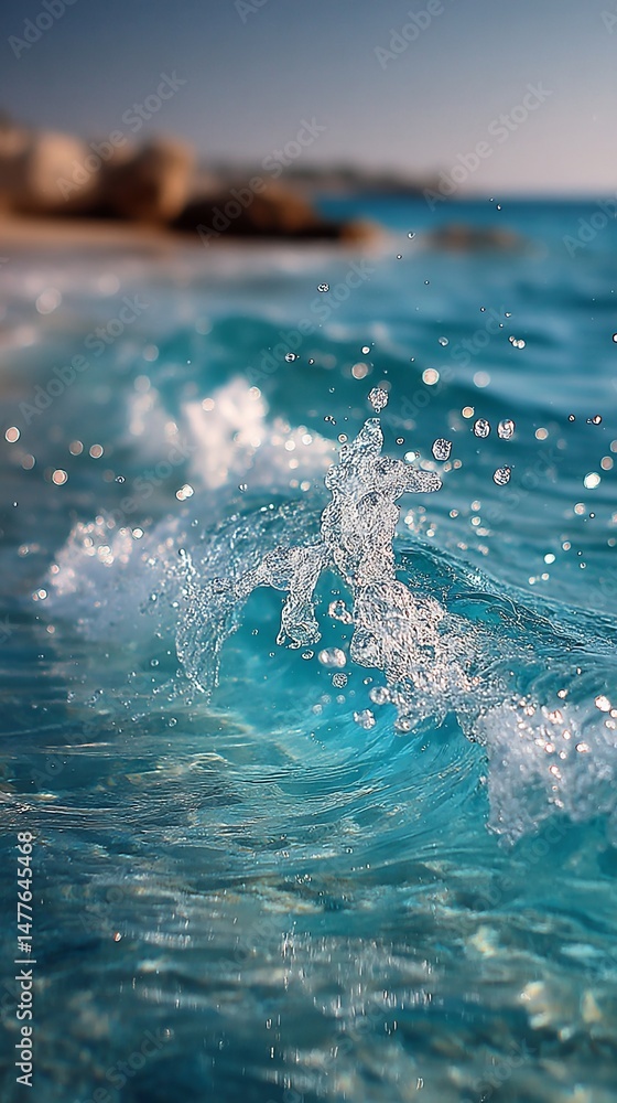 Obraz premium Turquoise Wave Bursting with Shimmering Bubbles