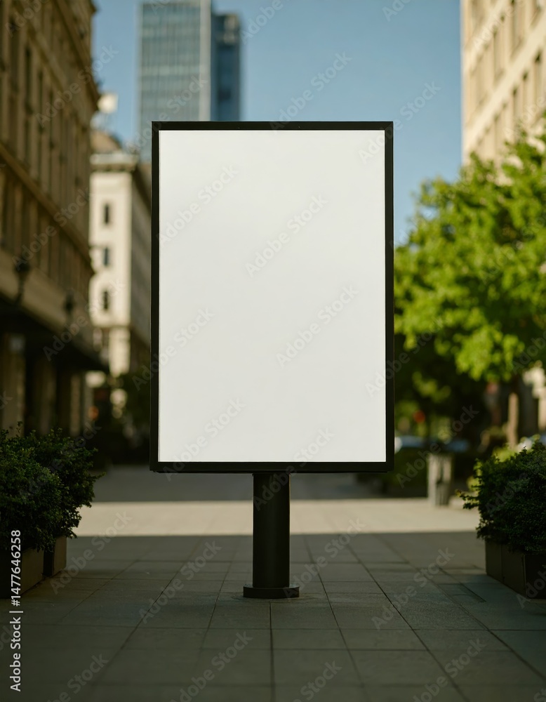 Fototapeta premium Blank billboard mockup on urban city area. Large empty white banner