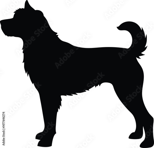 Black Dog Silhouette Vector Graphic – Standing Canine Outline Clipart